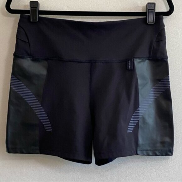 Athleta x Allyson Felix Legend Shortie Shorts Womens 1x Black Performance Bike - Picture 1 of 13